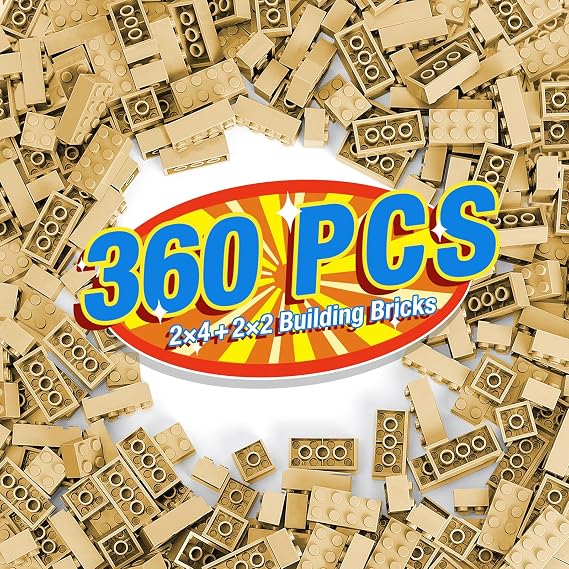 360Pcs Classic Brick, Basic Building Bulk Compatible with All Brand, Tan