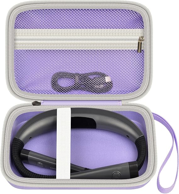 GWCASE Hard Carrying Case for Glocusent for Vekkia LED Neck Reading Lights | Shock-Resistant EVA Shell, Mesh Pocket for Cable, Keep Small Gear Neat for Bedtime Reading, Crochet, Travel, Purple, Box Only