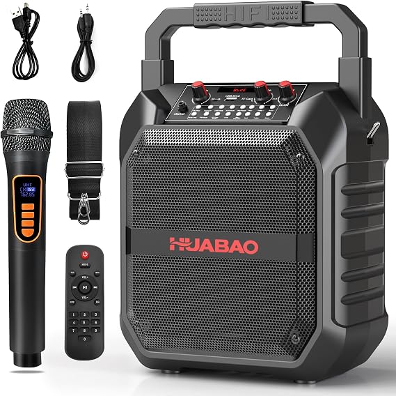 Karaoke Machine, Portable Bluetooth Speaker with Wireless Microphone for Adults & Kids, PA System with Remote Control Supports TF Card/USB/FM/AUX for Home Party, Indoor and Outdoor