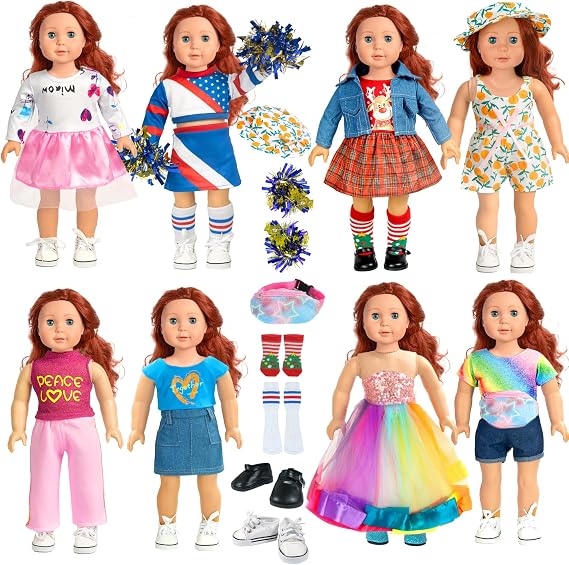American 18 inch Doll Clothes and Accessories Gift for 3-12 Girls