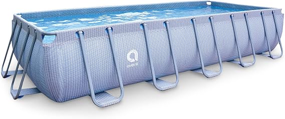 JLeisure Avenli LamTech 18 Foot Long by 39.5 Inch High Rectangle Steel Frame Above Ground Swimming Pool with U Frame Wall Support, Gray