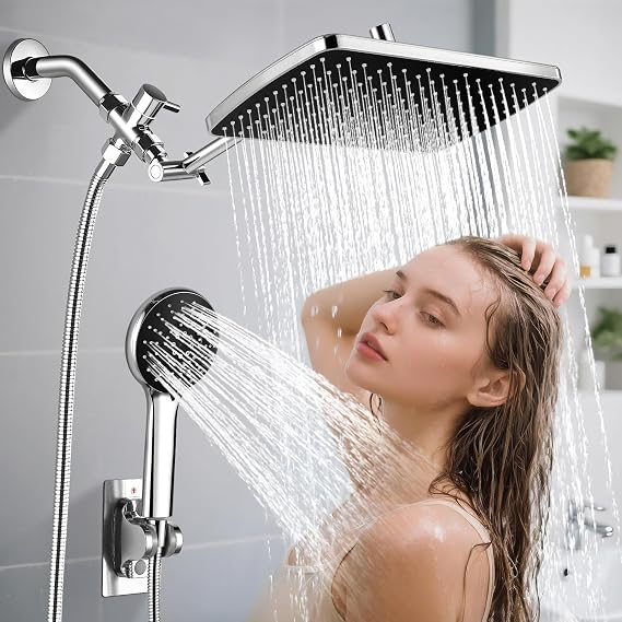 Rain Shower Head with Handheld Combo, Chrome Finish