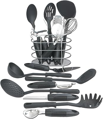 Maxam 17 Piece Kitchen Tool Set, Black