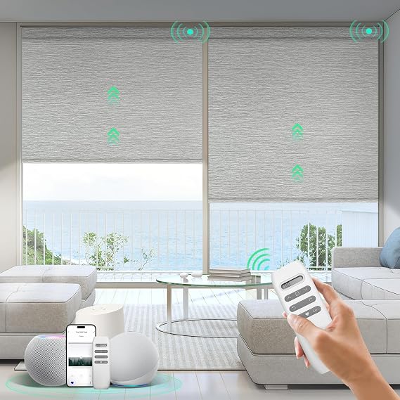 HeyBlinds Motorized Blinds with Remote, Blackout Smart Roller Shades