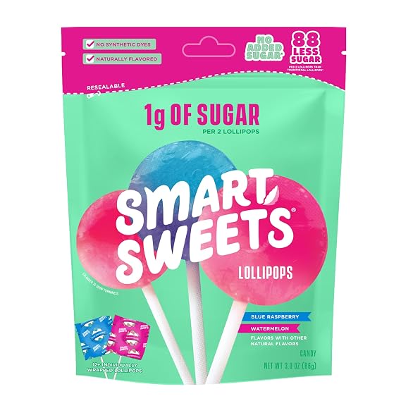 SmartSweets Lollipops, Low Sugar Hard Candy, 3.0oz Bag