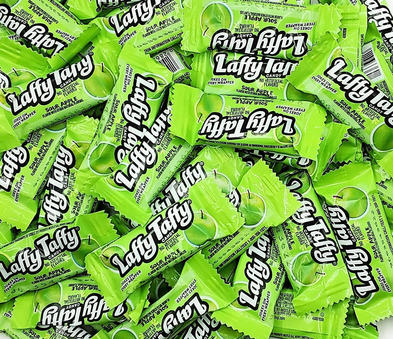Laffy Taffy Sour Apple Candy - Fun-Size Bars - Jokes on Every Wrappers - Chew and Stretchy Laffy Taffy Candy - Ideal Gift for Kids 5 Pound