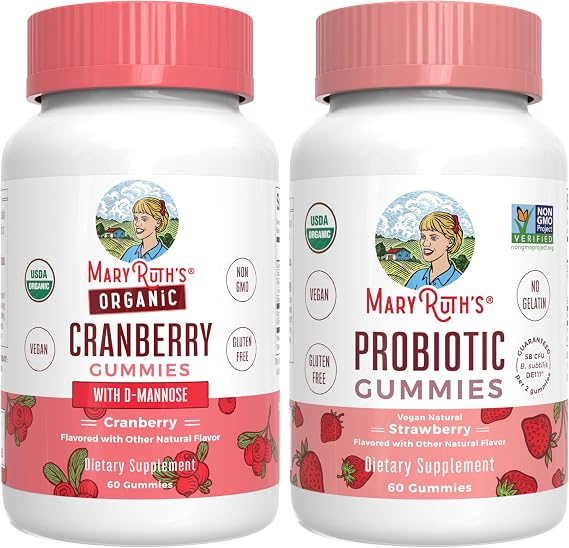 MARYRUTH'S Organics Cranberry & Probiotic Gummies (Strawberry) | USDA Organic, Clean Label Project Verified | Vitamins for Urinary Tract & Gut Health | Vegan, Non-GMO, No Gelatin