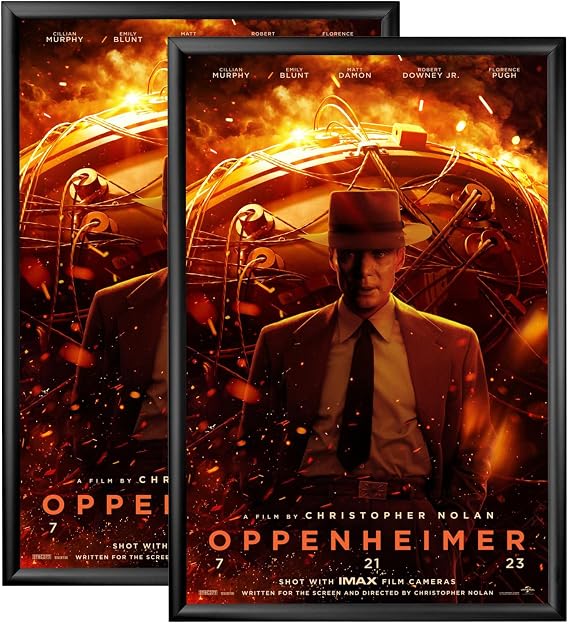 SnapeZo 2-Pack 27x40 Inches Black Movie Poster Frames, Front-Loading Snap Frame, 1.2" Aluminum Profile, Wall Mounted