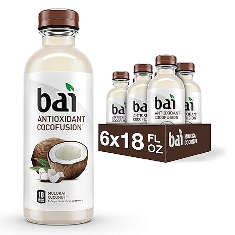 Bai Coconut Flavored Water, Molokai Coconut, Antioxidant Infused Drinks, 18 Fl. Oz. (Pack of 6)