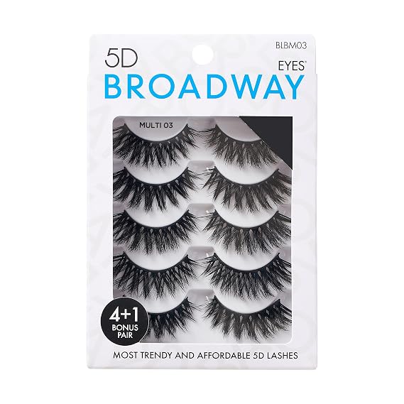 Broadway Eyes Strip False Eyelashes Multipack Fake Eyelashes Natural to Dramatic Look Lash Set 5 Pairs (03)