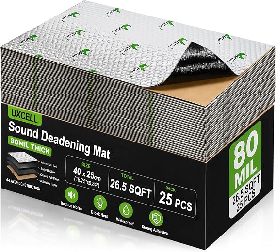 uxcell 25pcs 80mil 26.5sqft Sound Deadener Heat Insulation Mat for Car