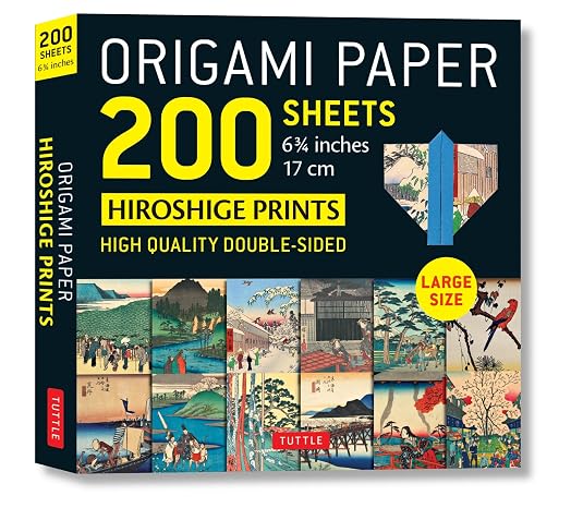 Origami Paper 200 sheets Hiroshige Prints 6 3/4" (17 cm): Double Sided Origami Sheets With 12 Different Woodblock Prints (Instructions for 6 Projects Included)