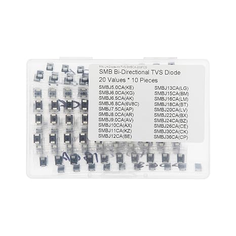 20 Values * 10 Pieces SMB 600W TVS Bi-Directional Surface Mount ESD Protection Diodes Kit