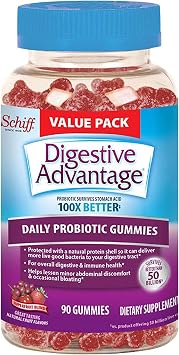 Digestive Advantage Daily Probiotic Gummies for Digestive Health & Gut Health, Probiotics for Men and Women (90 Count Bottle) - Superfruit Flavor