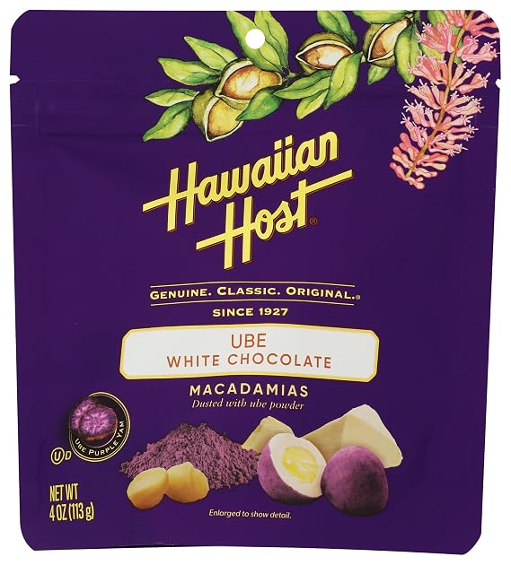 Hawaiian Host Ube White Chocolate Covered Macadamias, 4 OZ
