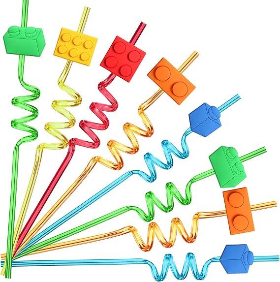25 Building Blocks Party Favors Brick Block Drinking Straws