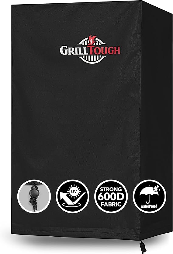 Heavy Duty Smoker Cover, Adjustable Straps, 30 Inch Black | Waterproof, Weather Resistant, UV & Fade Resistant, Heavy Duty Protection, Adjustable Straps, Outdoor Grill Cover, Secure Fit