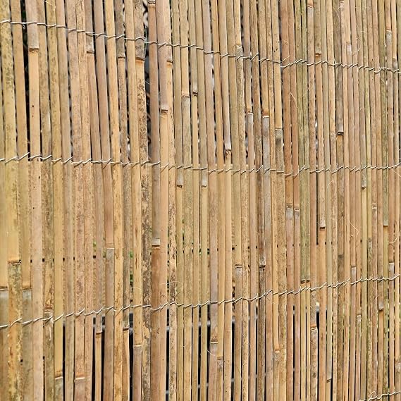 FlickBuyz Natural Bamboo Garden Fence - Privacy Fence Screening Roll - Outdoor Garden Protective Screens Wind, Sun and Rain Privacy Panel Shield, (1.5m x 4m, Slatted Fence)
