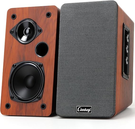 50W Wooden Bookshelf Speakers,Active 2.0 Computer Speakers | Bluetooth 5.4, RCA, AUX (3.5mm), USB Inputs | Strong Bass DSP PC Speakers for TV, Laptop, Turntable