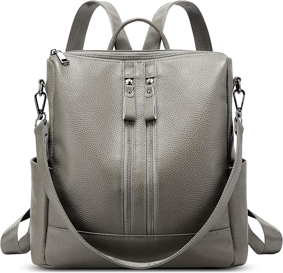 Genuine Leather Backpack Purse for Women: Fashion Ladies Convertible Backpack Designer Shoulder Handbag for Travel