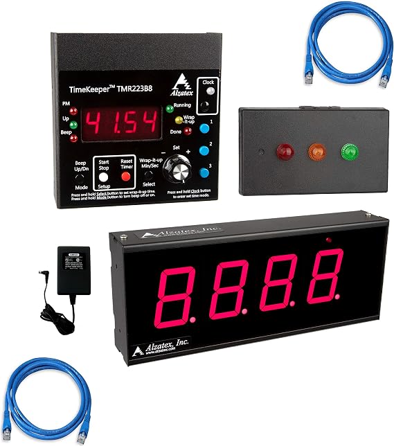 Presentation Timer with 3 Presets and Red-Yellow-Green Stop Lights and Large 4-Digit LED Display