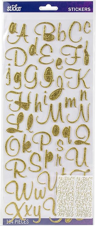 Sticko Alpha-Script-Mural-Gold-Glitter 52-90232, Other