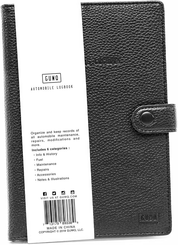 Vehicle Maintenance & Fuel Log Book - Automotive and Car Care Record Journal - Faux Leather Notebook for Gas Receipt, Expenses, Mileage, Automobile Service History - Budget Tracker for Car Owners