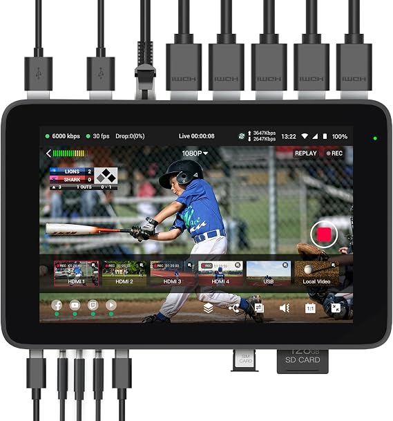 YoloBox Ultra, Horizontal/Vertical NDI Live Streaming Equipment | 4K, ISO Recording, NDI & SRT Support, Switcher Monitor Encoder Recorder, for Facebook, YouTube, Instagram, Tiktok, RTMPS
