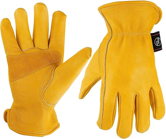 Leather Work Gloves for Gardening/Cutting/Construction/Motorcycle M 1 Pair