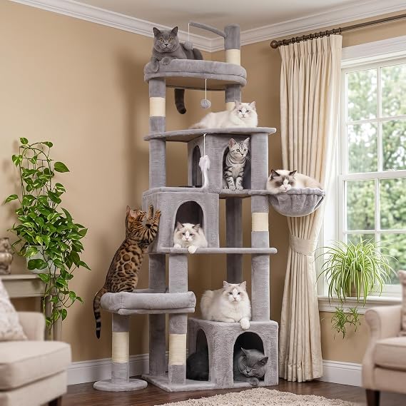Heavy Duty Cat Tree Tower, 74 Inch Cat Trees for Large Cats