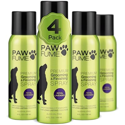 PAWFUME Dog Detangler Grooming Spray, Royal Lavender, 4-Pack Keeps Pups Fresh All Day Hypoallergenic, Alcohol-Free, Detangling & Moisturizing Salon-Quality Dog Necessities for Coat & Fur Care