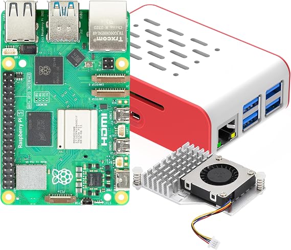 iRasptek Basic Kit for Raspberry Pi 5 RAM 4GB with Pi 5 Case and Active Cooler