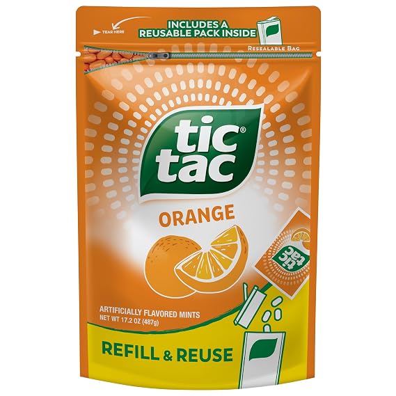 Tic Tac Bulk Orange Refill Bag, Pocket-Sized Mints, 17.2 oz