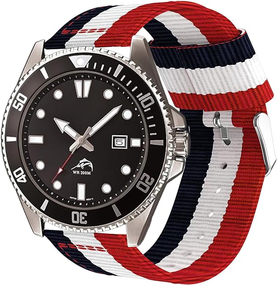 Casio MDV106バンドに対応。Lamshaw 22mm QuickFit 通気性 ナイロン織地 交換用ストラップ Casio MDV106シリーズウォッチに対応