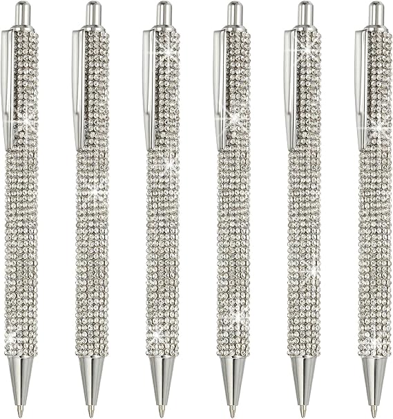 PATIKIL 6pcs Rhinestone Metal Ballpoint Pen Crystal Diamond Pen Black Ink | journal