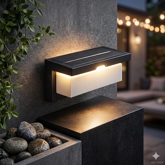 Barbaros Solar 2 Kademe Hareket Sensörlü Cata Dış Mekan LED Aplik - 40W Güçlü 4300 Lümen 3200K Gün Işığı - IP44 Su Geçirmez Kablosuz Bahçe, Teras ve Duvar Aydınlatması (Güneş Enerjili) [Enerji Sınıfı F]