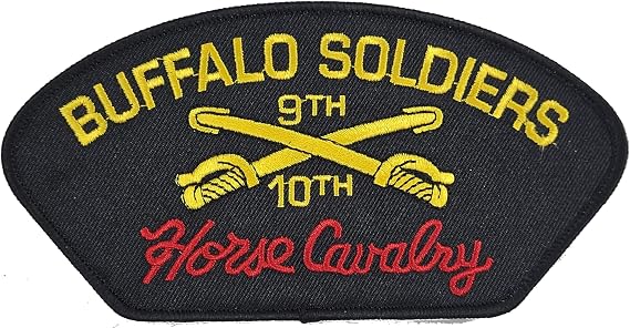 Buffalo Soldiers 9TH and 10TH Horse Cavalry with Swords Patch - Yellow and Red on Black Background - Veteran Owned Business
