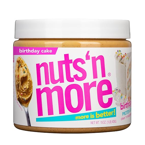 Nuts 'N More Birthday Cake Peanut Butter, High Protein, Low Sugar, 15 oz