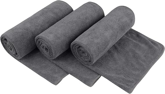 KinHwa Gym Towels for Men, Quick Dry Microfiber Sweat Towels, 3Pk Dark-Gray | Soft Absorbent Workout Towel for Yoga, Running, Hot Yoga, Travel - 16 x 31 Inch