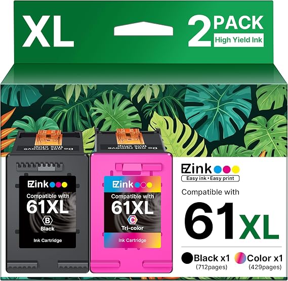 61XL 61 Ink Cartridges 4500 5530 for HP Ink 61XL Black and Color Combo Pack