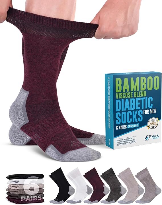 Doctor's Select Diabetic Socks for Men - 6 Pairs Non Binding Stretch Top