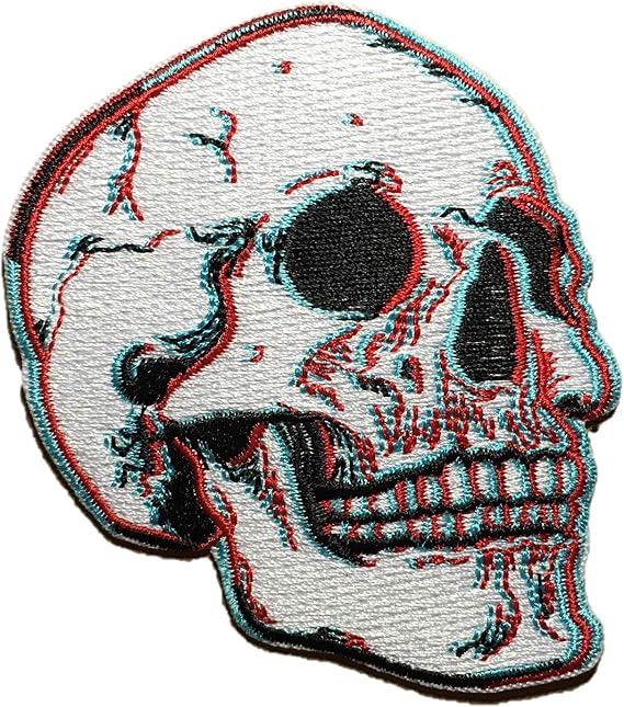 PatchClub 3D Skull Patch Fully Embroidered, 3.3 x 2.9 in - Realistic Skeleton Patch Iron On/Sew On