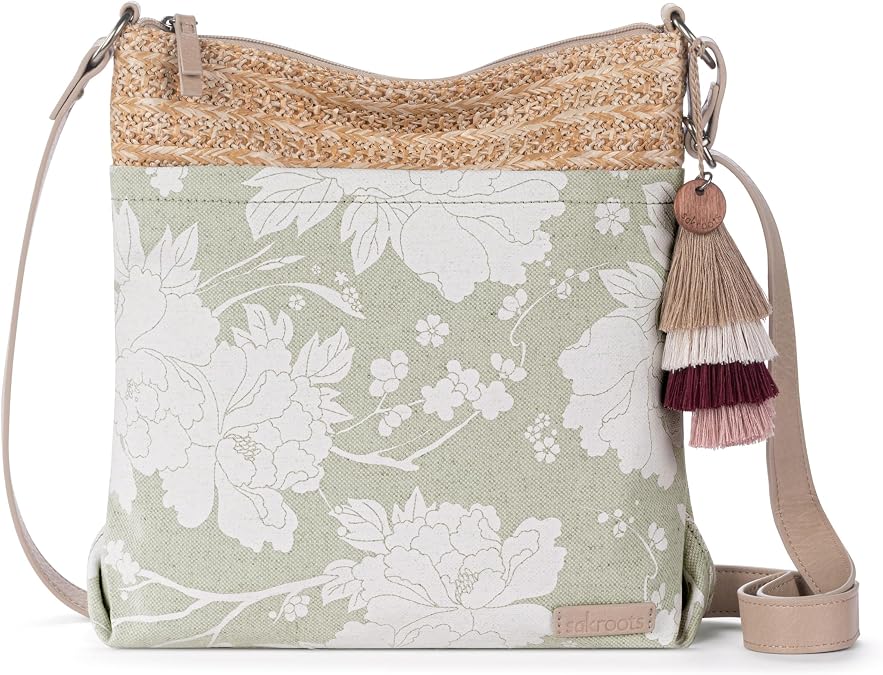 Sakroots Basic Crossbody Bag in Coated Canvas, Multifunctional Purse with Adjustable Strap & Zipper Pockets