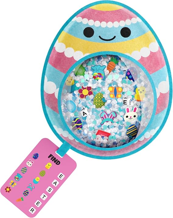 Vango BIZYBOO - Blue Easter Egg Seek & Find Plush Travel Toy for Kids 2+