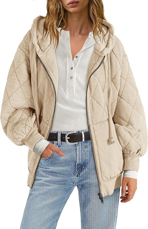 Yanekop Womens Quilted Jackets Lightweight Puffer Jacket Casual Padded Coat Outwear Oversized Puffer Coat with Pockets
