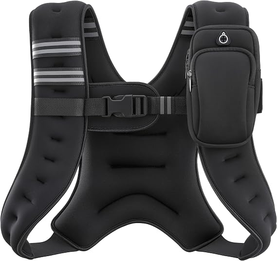 ZELUS Weighted Vest, 6lb/8lb/12lb/16lb/20lb/25lb/30lb Weight Vest with Reflective Stripe for Workout, Strength Training, Running, Fitness, Muscle Building, Weight Loss, Weightlifting