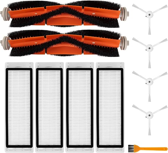 BlueStars Replacement Parts for Roborock S6 Pure S6 E4 S4 S4 Max S5 S5 Max E2 E3 E5 E20 E25 E35 S50 S65 C10 Xiaomi Mijia Robot Vacuums 2 Roller Brushes, 4 Side Brushes, 4 Filters, Sweeping Brush