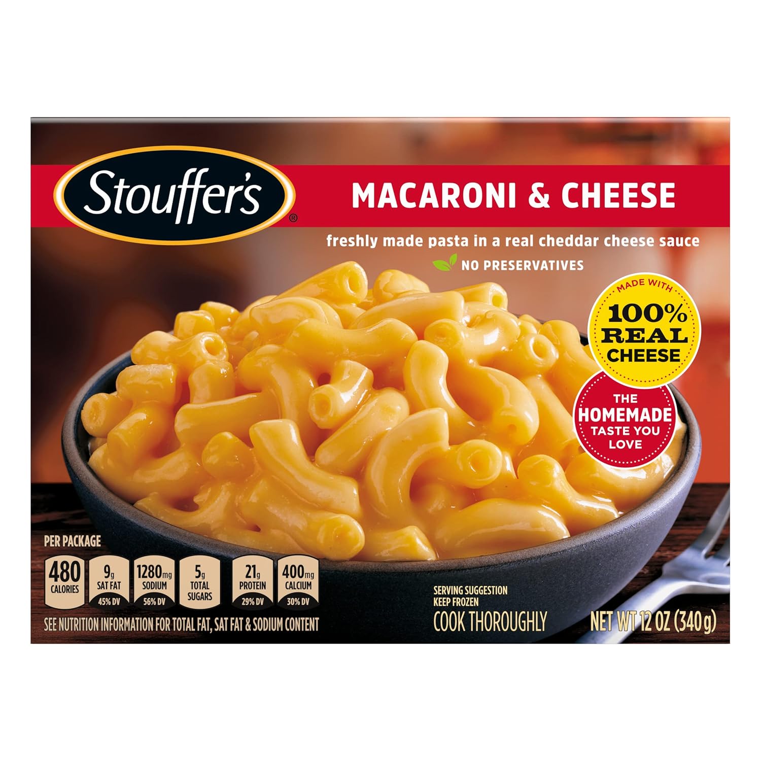 Stouffer's Macaroni And Cheese, Single Serve, Frozen Entrees For One, Easy Frozen Dinners 12 oz