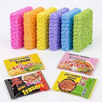 16 PCS Mini Food erasers for Kids Classroom Spicy Ramen Noodles Erasers Cute erasers for Kids Bulk Desk Pets Valentines Gifts