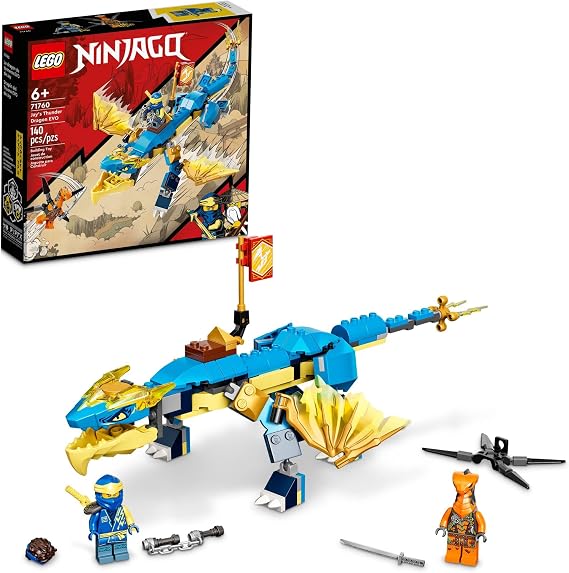 LEGO NINJAGO Jays Thunder Dragon EVO 71760 - Toy Figure and Viper Snake Set with Minifigures, Collectible Speed Mission Banner, Ninja Battle Adventure, Great Gift for Kids 6 Plus Years Old